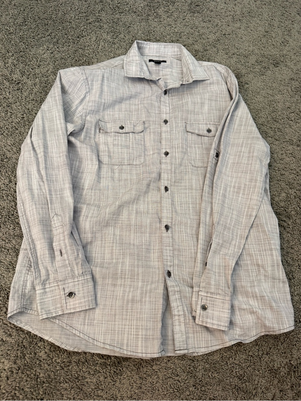 Alfani Light Gray Chambray Button-Down Shirt
